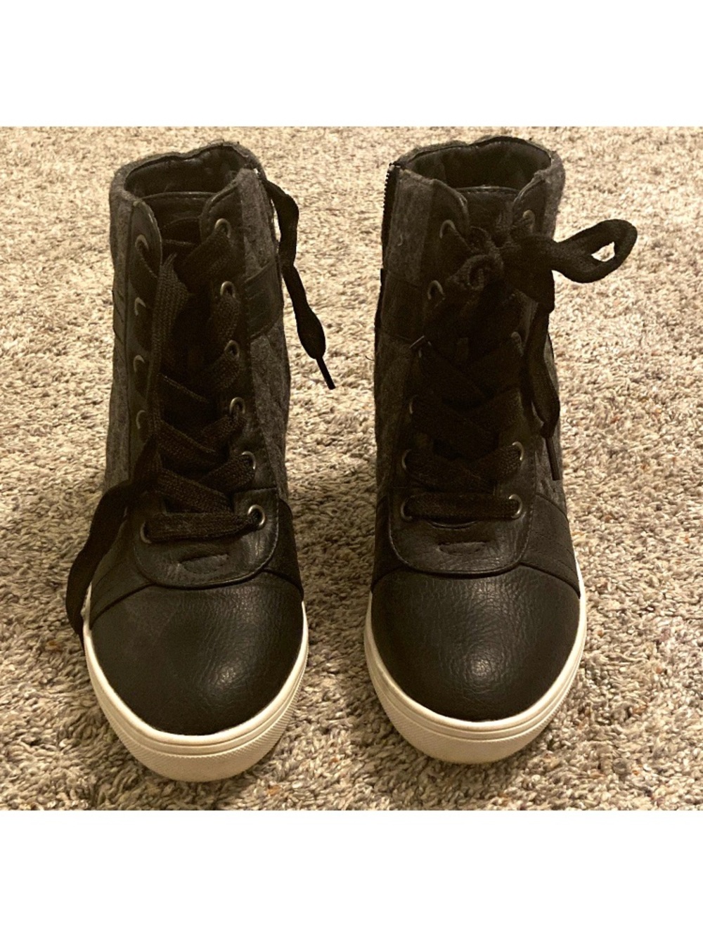 Maurices Black High-Top Lace-Up Sneakers with White Sole